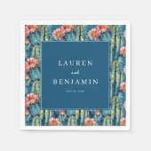 Vibrant Blue Watercolor Cacti Pattern Serviette (Vorderseite)