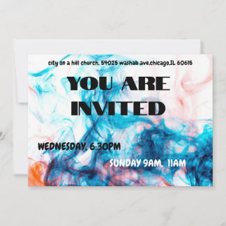 Vibrant Blue Watercolor Smoke Invitation Einladung