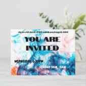 Vibrant Blue Watercolor Smoke Invitation Einladung (Stehend Vorderseite)