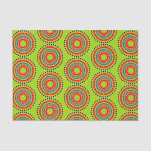 Vibrant Boho Concentric Mandala Pattern Seidenpapier (Vorderseite)