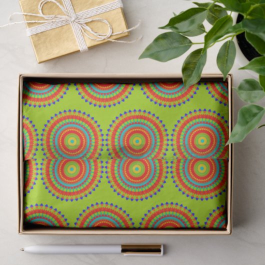 Vibrant Boho Concentric Mandala Pattern Seidenpapier (Geschenk)