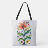 Vibrant Boho Floral Tree Folk Art Botanical Tasche (Vorderseite)