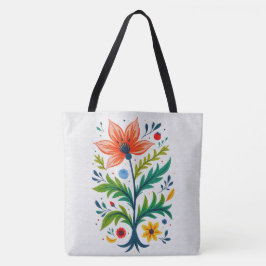 Vibrant Boho Floral Tree Folk Art Botanical Tasche