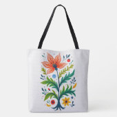 Vibrant Boho Floral Tree Folk Art Botanical Tasche (Rückseite)