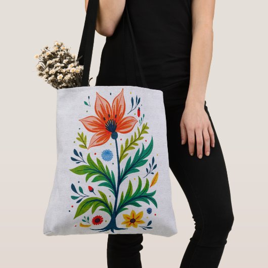 Vibrant Boho Floral Tree Folk Art Botanical Tasche (Von Nahem)