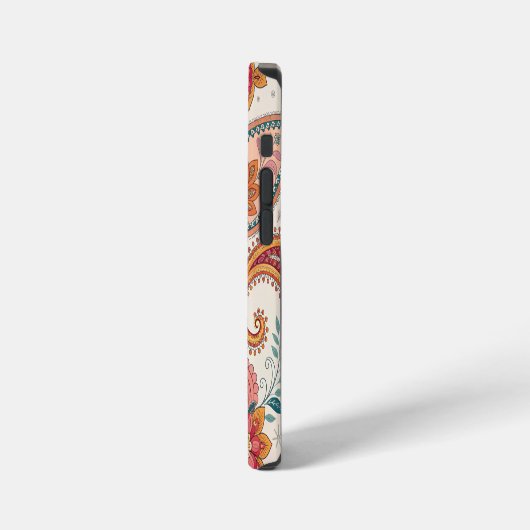 Vibrant Boho Paisley white Floral Pattern iPhone Hülle (Linke Seite)
