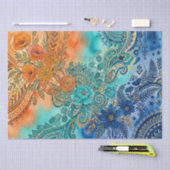 Vibrant Boho Rainbow Gradient Floral Seidenpapier (Handwerk)
