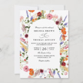 Vibrant Bold Watercolor Wildflower QR Code Wedding Einladung (Vorderseite)
