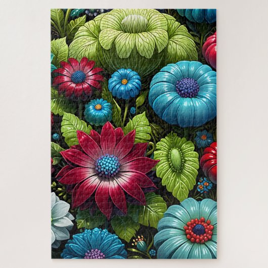 Vibrant Botanical Fantasy Garden Floral Puzzle (Vertikal)