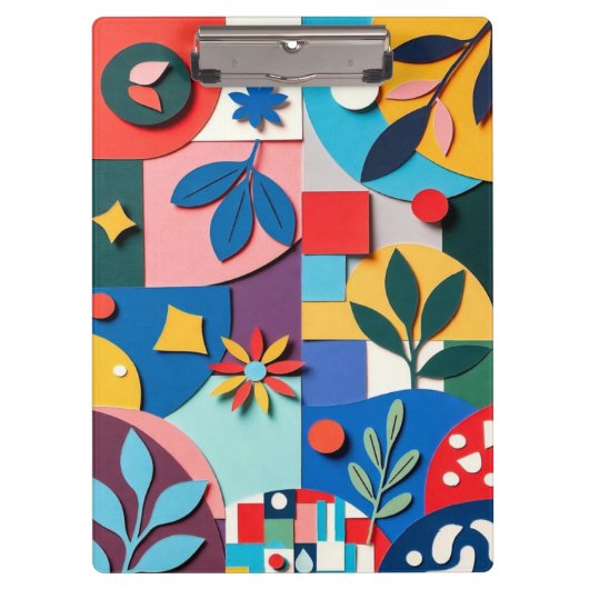 Vibrant Botanical Geometry in Layered Paper-Cut St Klemmbrett (Vorderseite)