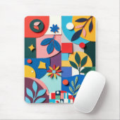 Vibrant Botanical Geometry in Layered Paper-Cut St Mousepad (Mit Mouse)