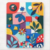 Vibrant Botanical Geometry in Layered Paper-Cut St Mousepad (Vorne)