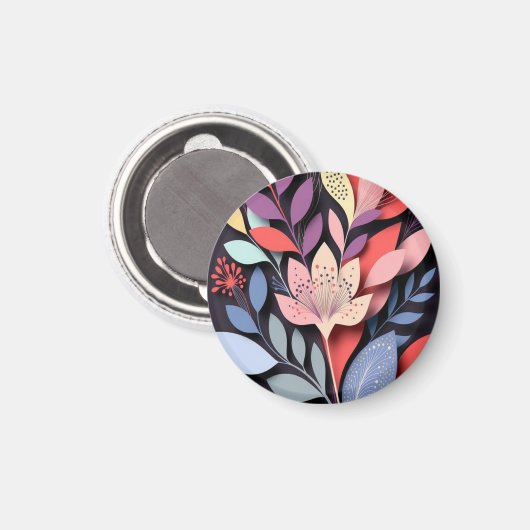 Vibrant Botanical Paper-Cut Bloom Magnet (Vorderseite/Rückseite)