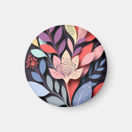 Vibrant Botanical Paper-Cut Bloom Magnet