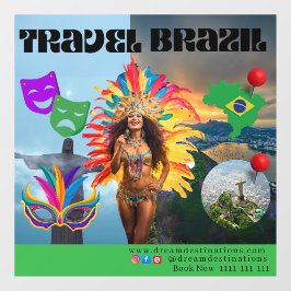 Vibrant Brazilian Carnival Design Travel Agency Fensteraufkleber