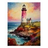 Vibrant Breton Coast Lighthouse - Impressionistic Poster (Vorderseite)