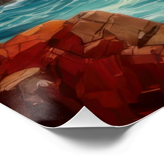 Vibrant Breton Coast Lighthouse - Impressionistic Poster (Ecke)