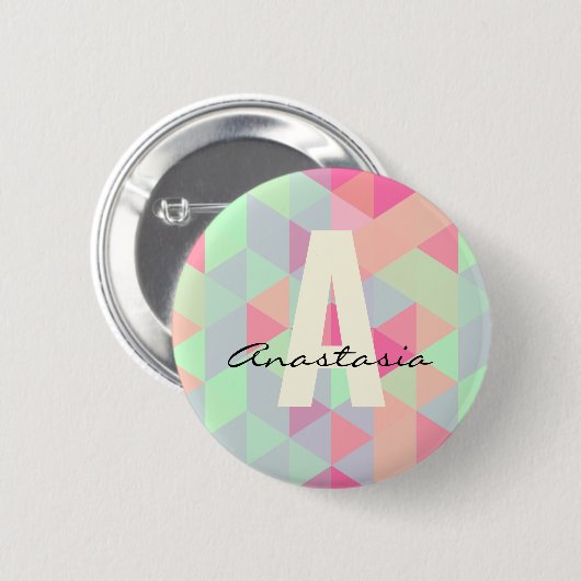 Vibrant Bright Color Monogram and Name Button (Vorne & Hinten)