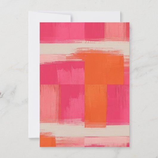 Vibrant Brushstroke Geometric Pattern – Pink & Ora Einladung (Vorderseite)