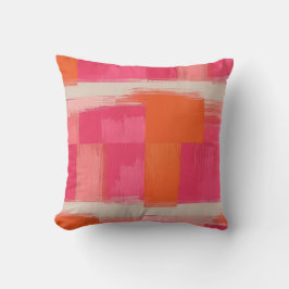 Vibrant Brushstroke Geometric Pattern – Pink & Ora Kissen