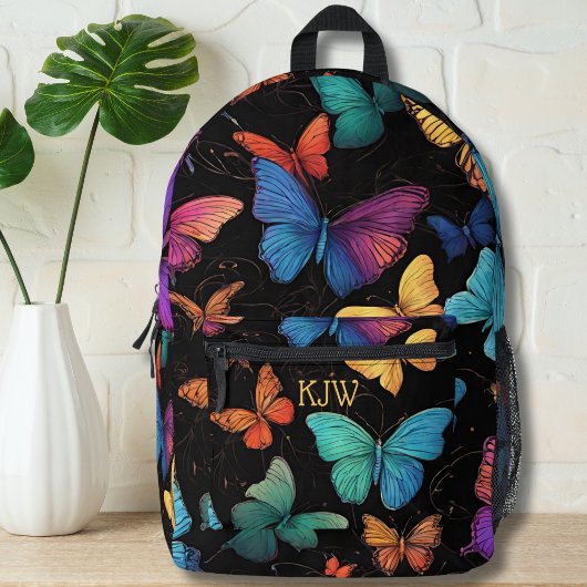 Vibrant Butterflies Monogram Bedruckter Rucksack