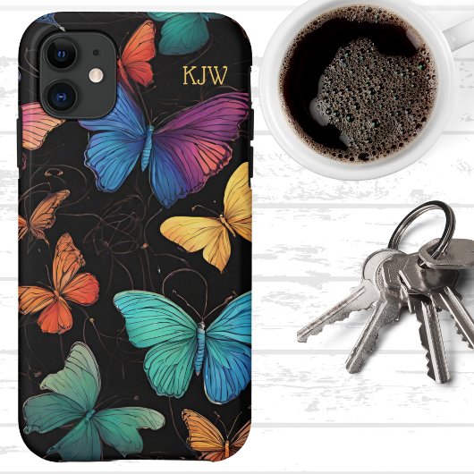 Vibrant Butterflies Monogram Case-Mate iPhone Hülle