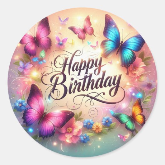 Vibrant butterfly birthday sticker  (Vorderseite)