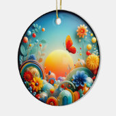 Vibrant Butterfly Fantasy Garden Keramik Ornament (Links)