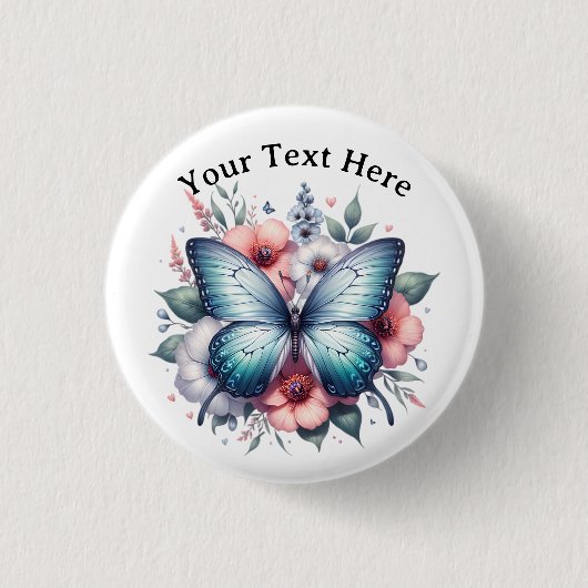 Vibrant Butterfly Floral Bouquet Art-96283 Button (Vorderseite)