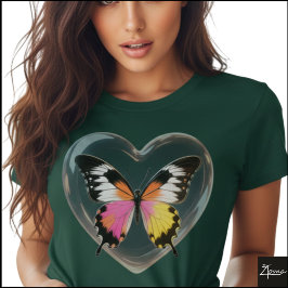 Vibrant Butterfly Glossy Heart Pop Art T-Shirt