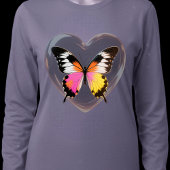Vibrant Butterfly Glossy Heart Pop Art T-Shirt