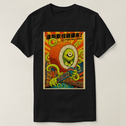 Vibrant California Roll Terror Monster Sushi Kaiju T-Shirt (Design vorne)