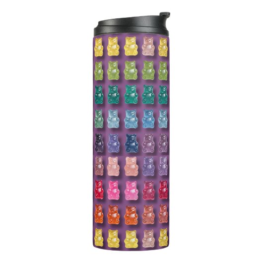 Vibrant Candy Pattern | Rainbow Gummy Bear Thermosbecher (Nach links gedreht)