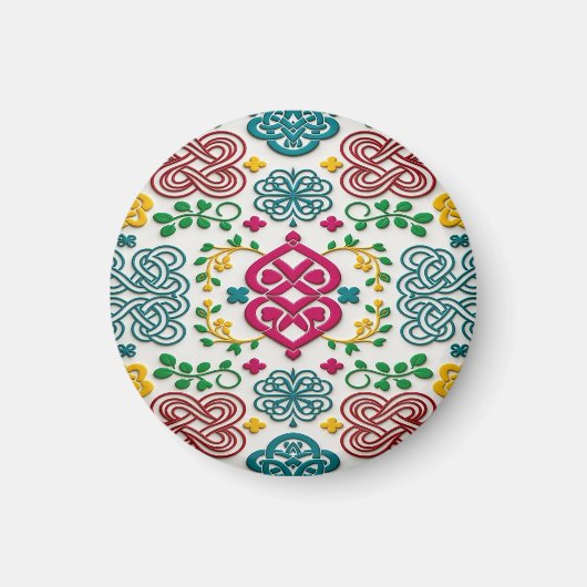 Vibrant Celtic Heart & Knot Floral Symphony Magnet (Vorne)