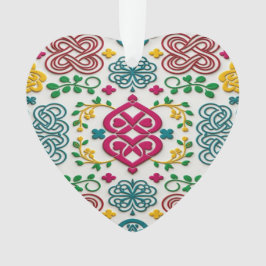 Vibrant Celtic Heart & Knot Floral Symphony Ornament