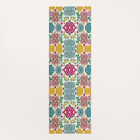Vibrant Celtic Heart & Knot Floral Symphony Yogamatte (Rückseite)