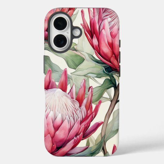 Vibrant Cerise Protea Apple iPhone 16 Tough Case (Rückseite)