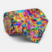 Vibrant Chaotic Rainbow Mosaic Abstract Tie Krawatte (Gerollt)