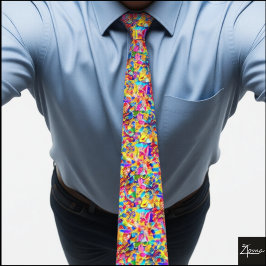 Vibrant Chaotic Rainbow Mosaic Abstract Tie Krawatte