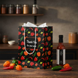 Vibrant Chili Pepper "Thank You" Business Gift Bag Mittlere Geschenktüte