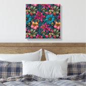 Vibrant Christmas Botanical Fantasy Pattern Leinwanddruck (Insitu (Schlafzimmer))
