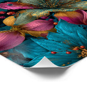 Vibrant Christmas Botanical Fantasy Pattern Poster (Ecke)