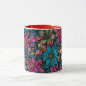 Vibrant Christmas Botanical Fantasy Pattern Tasse (Zentrum)