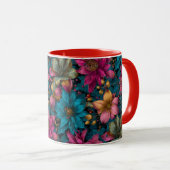 Vibrant Christmas Botanical Fantasy Pattern Tasse (VorderseiteRechts)