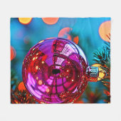 Vibrant Christmas Ornament Sparkle Design Fleecedecke (Vorderseite (Horizontal))