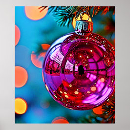 Vibrant Christmas Ornament Sparkle Design Poster