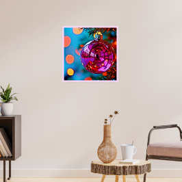 Vibrant Christmas Ornament Sparkle Design Poster