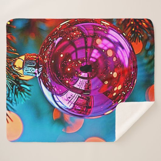 Vibrant Christmas Ornament Sparkle Design Sherpadecke (Vorderseite (Horizontal))