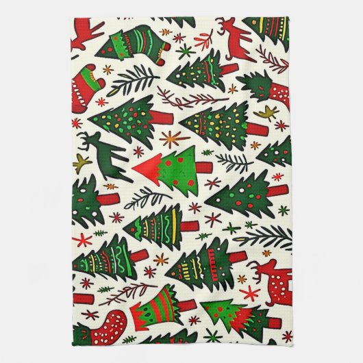 Vibrant Christmas Pattern Art Print Geschirrtuch (Vertikal)