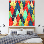 Vibrant Christmas Tree Pattern Art Leinwanddruck (Insitu (Schlafzimmer))